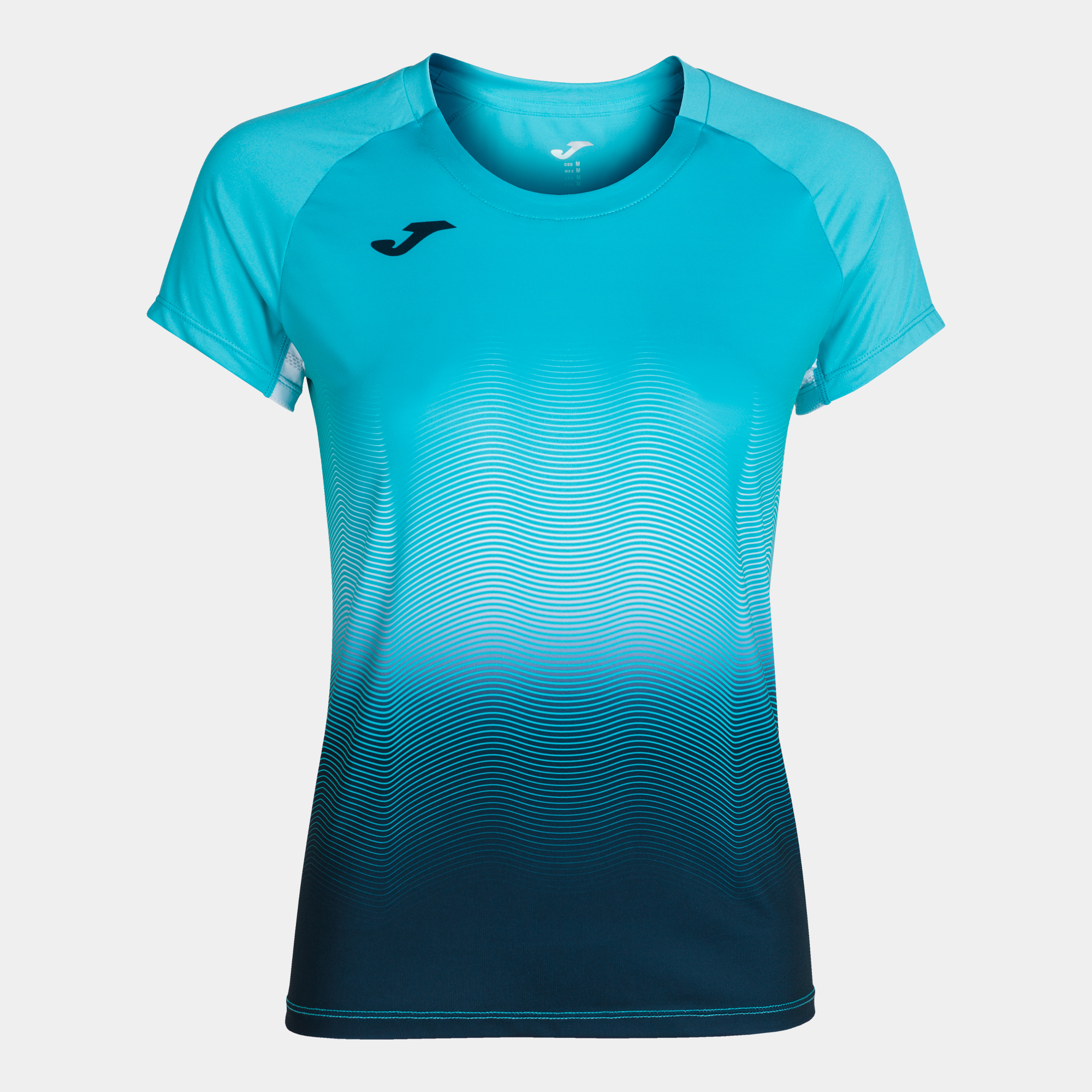 Koszulka damska JOMA Elite VI turkusowo-granatowa fluo 901020.013