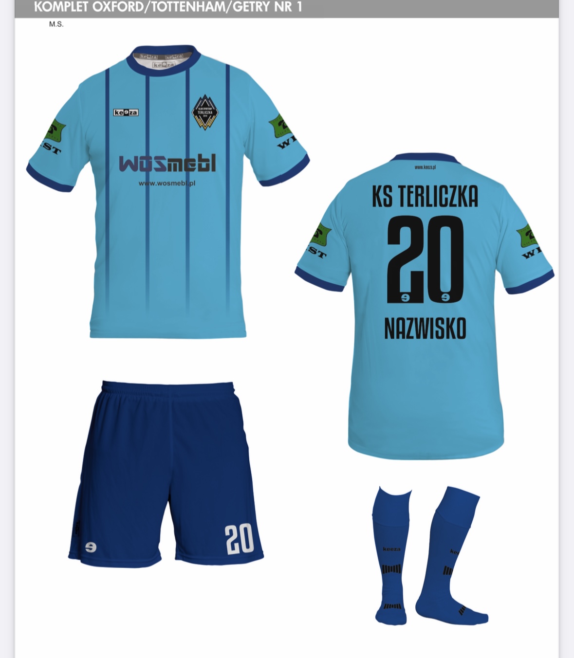 Strój meczowy turkusowy KEEZA KSTER