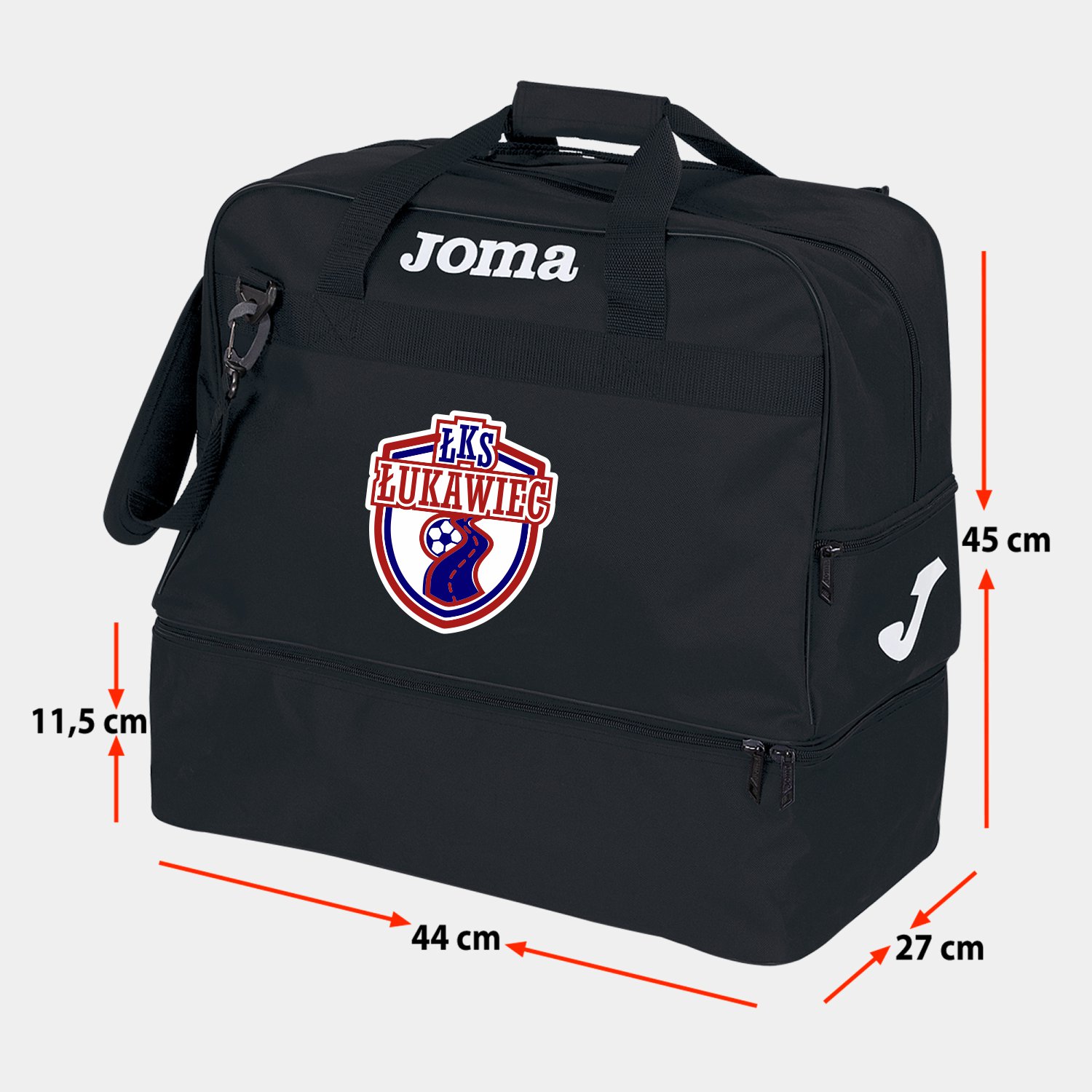 Torba treningowa JOMA III Medium czarna 400006.100 ŁKS z nadrukiem