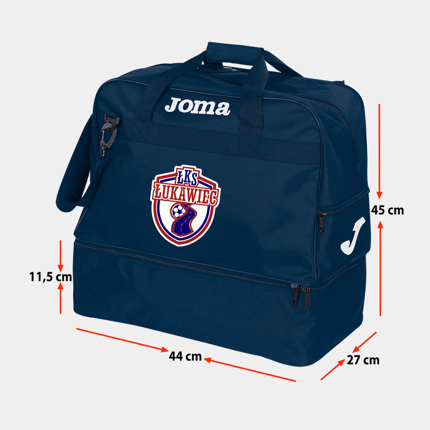Torba treningowa JOMA III Medium granatowa 400006.300 ŁKS z nadrukiem