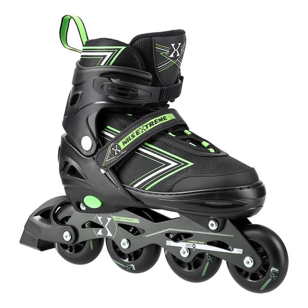 NH11912 A 2w1 BLACK/GREEN ROZM. M(35-38) ŁYŻWOROLKI Z WYM. PŁ. HOKEJOWĄ NILS EXTREME