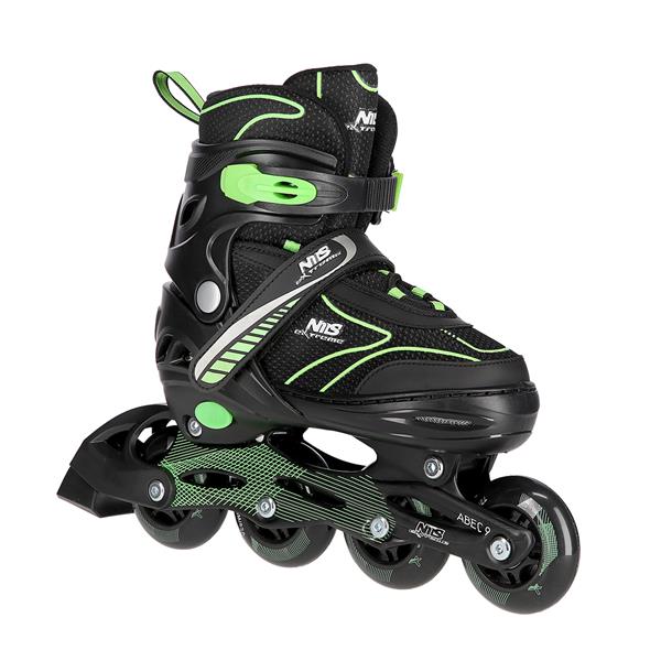 NH11812 A 2w1 BLACK/GREEN ROZM. S(31-34) ŁYŻWOROLKI Z WYM. PŁ. HOKEJOWĄ NILS EXTREME