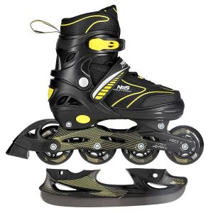 NH11812 A 2w1 BLACK/YELLOW ROZM. M(35-38) ŁYŻWOROLKI Z WYM. PŁ. HOKEJOWĄ NILS EXTREME