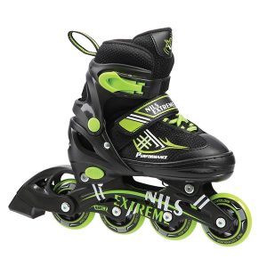 NH7104 A 2w1 BLACK/GREEN ROZM. S ŁYŻWOROLKI Z WYM. PŁ. HOKEJOWĄ NILS EXTREME