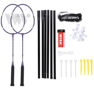 ALUMTEC 4466 FIOLETOWY  ZESTAW DO BADMINTONA 2 SZT + LOTKI 3 SZT+SIATKA+LINIE WISH