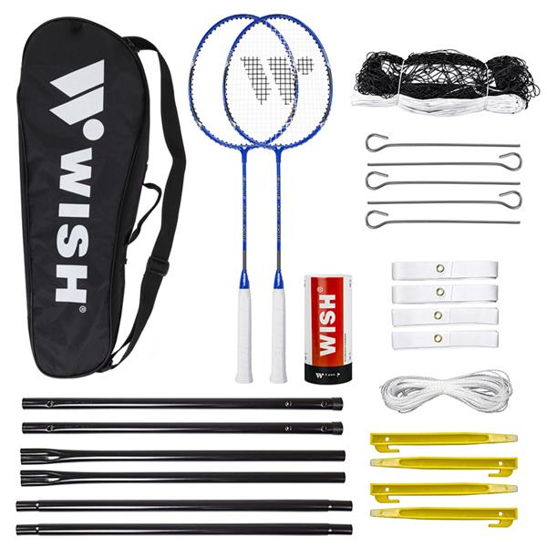 ALUMTEC 5566 ZESTAW DO BADMINTONA NIEBIESKI 2SZT + LOTKI 3 SZT+SIATKA+LINIE WISH
